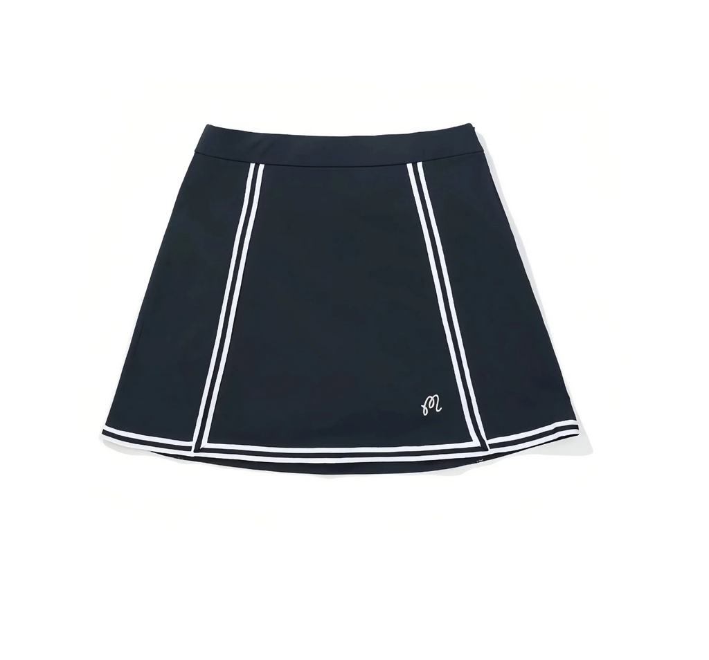Malbon Women Golf Skirt Outdoor Sport Skort Navy Blue women's golf skort front view