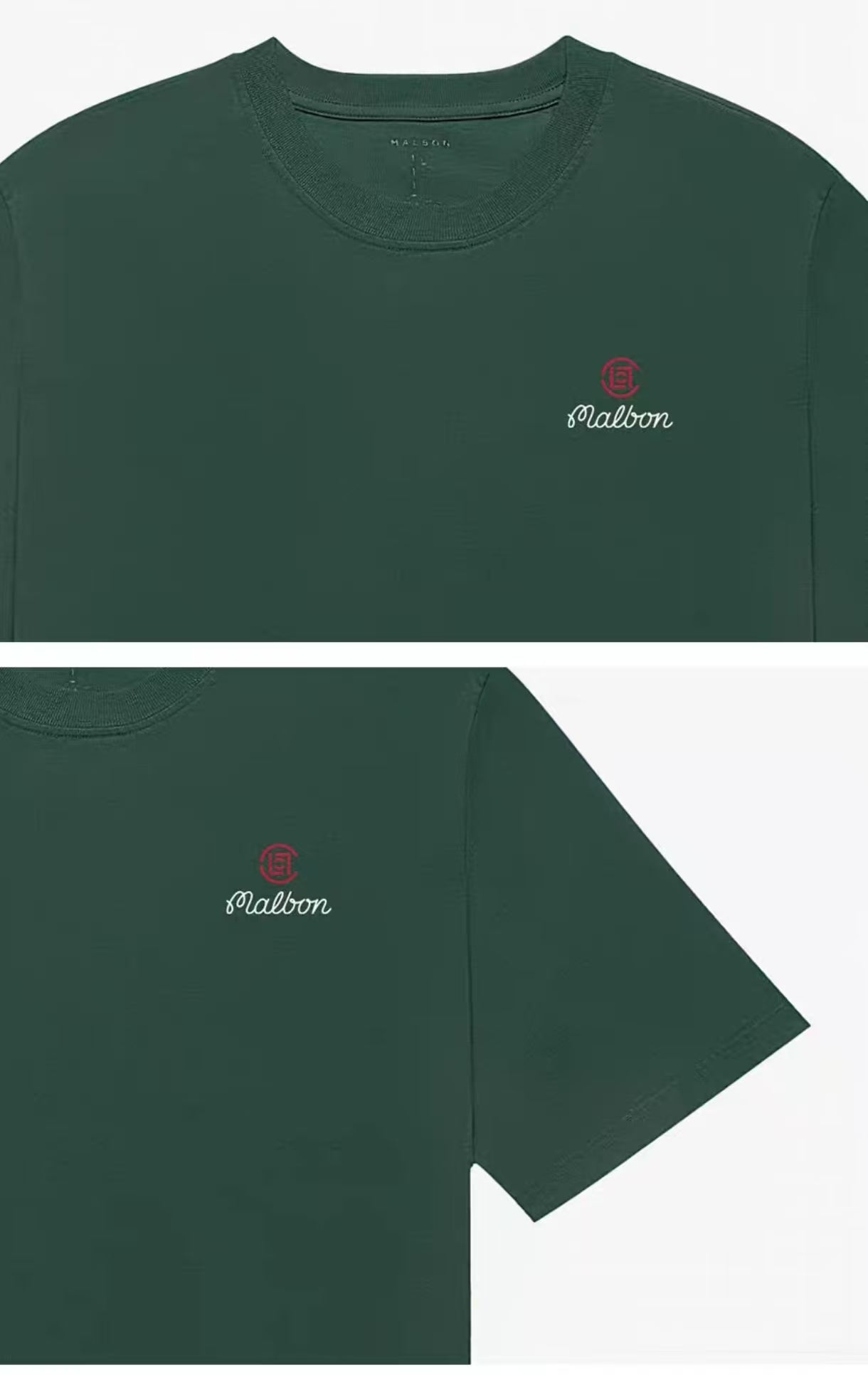 Malbon men's casual athletic graphic golf T-shirt in Green - graphic detail