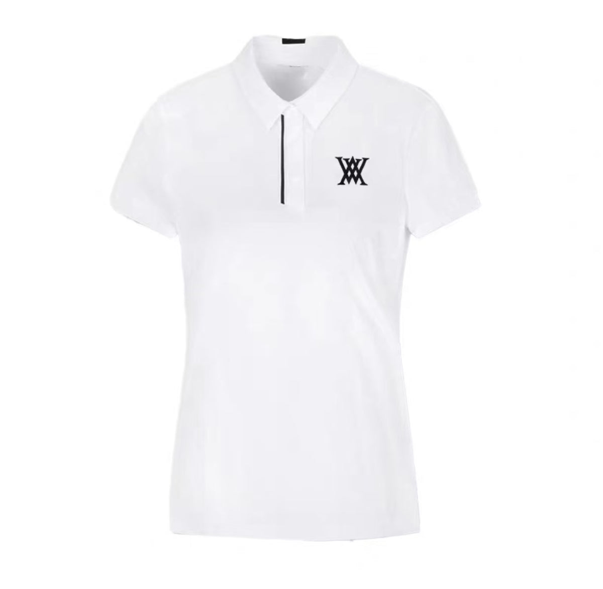 Women’s Summer Breathable Quick-Dry Slim Crew Neck Golf Shirt in White - product view