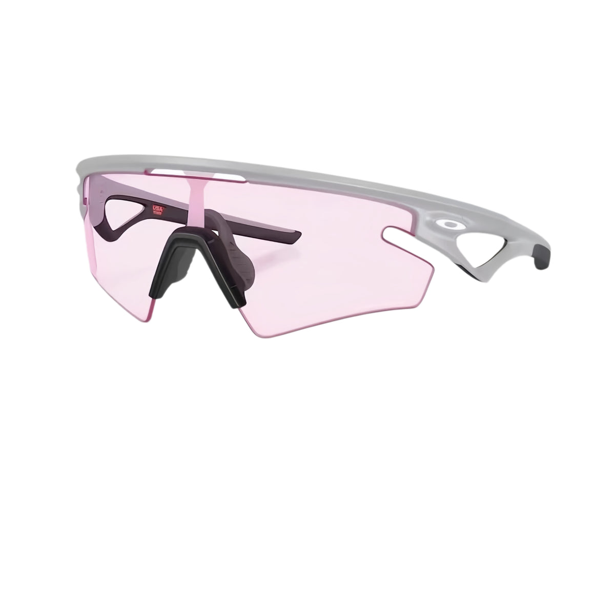 Oakley Sphaera Strike sunglasses with light grey frame and pale pink shield lens