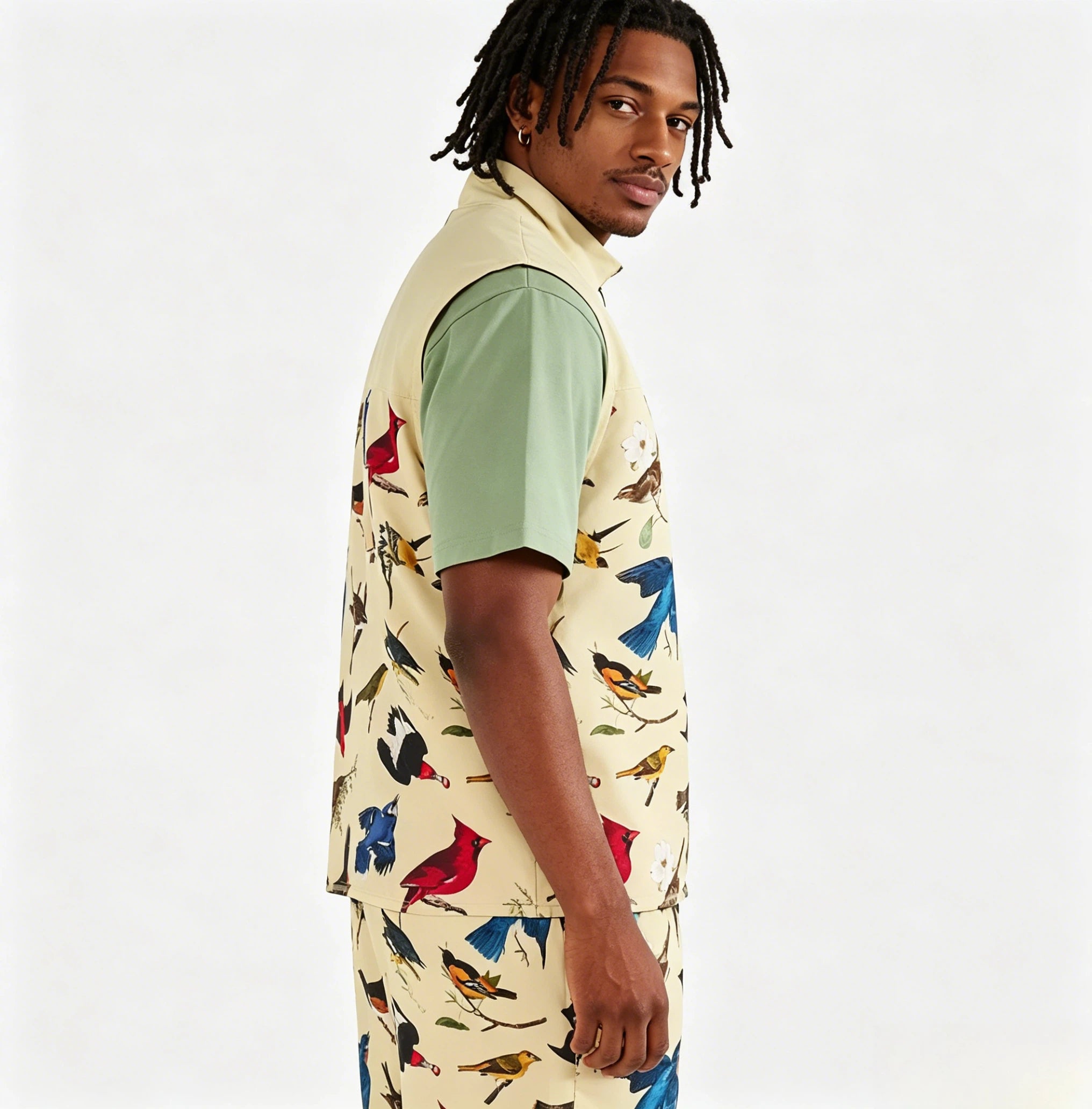 Malbon Birds Of Georgia Vest golf vest model-wearing view