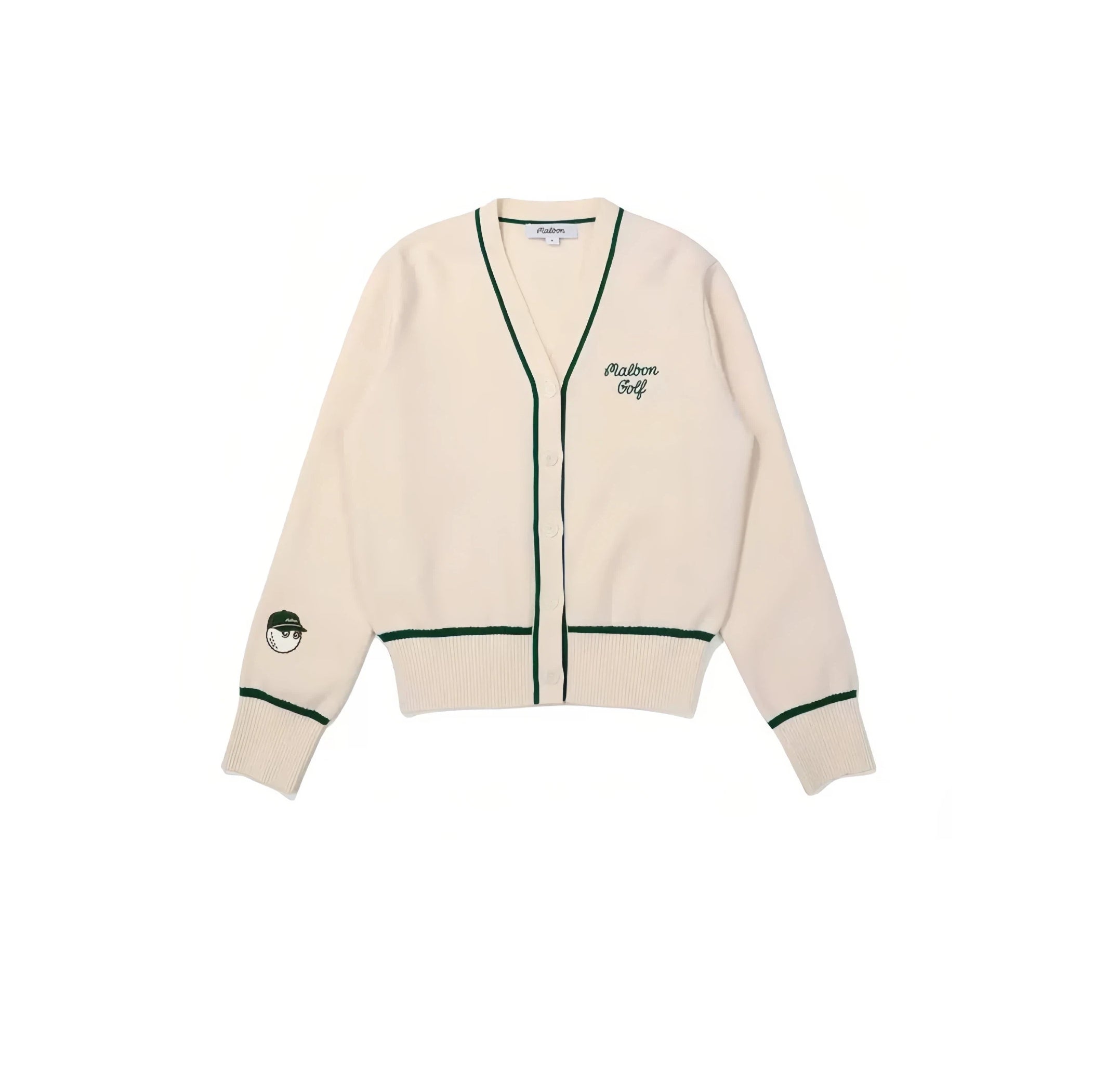 Malbon women knit sweater jacket in beige front view