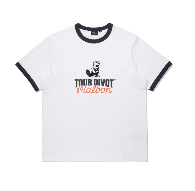 Malbon white Tour Divot circular graphic T-shirt front view
