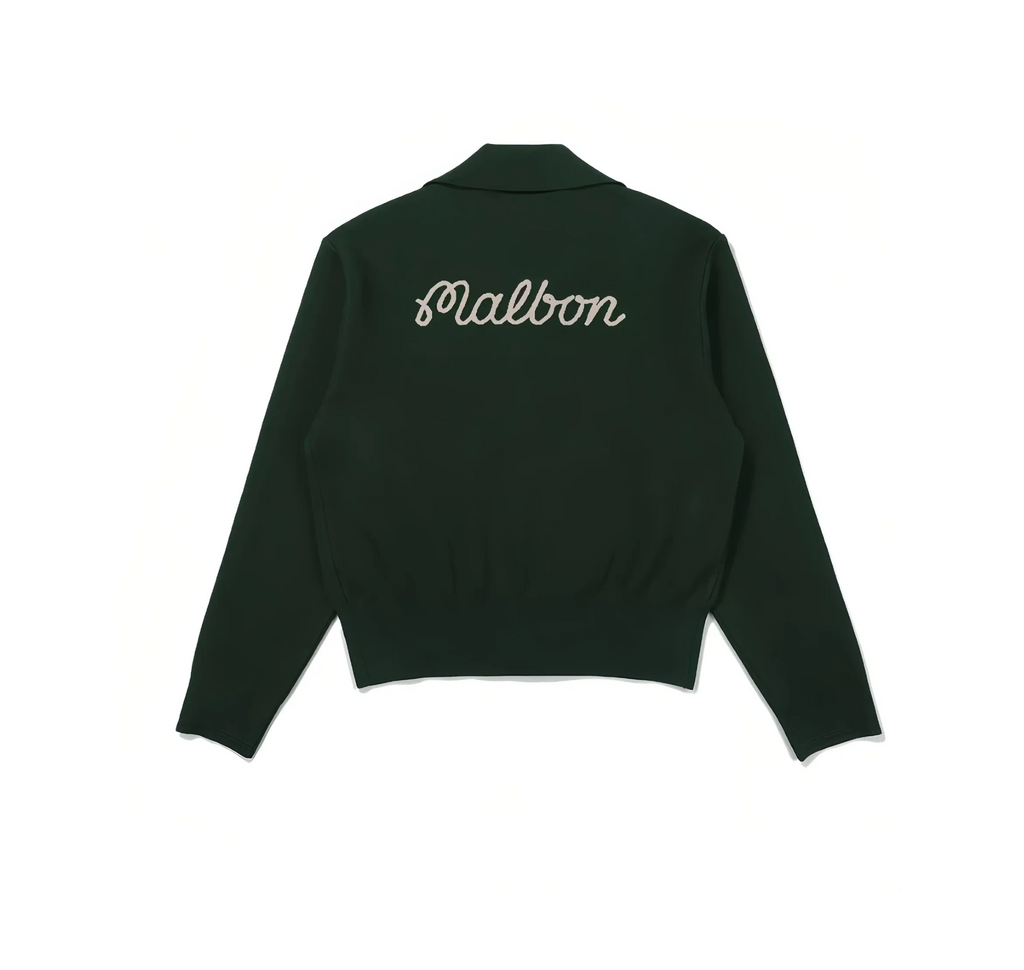 Malbon Women Golf Zip Jacket Casual Outerwear Green women's golf zip jacket back view