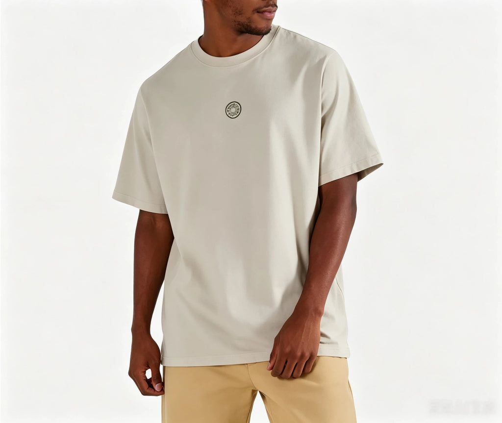 Malbon Bermuda Graphic Performance Golf T-Shirt Light Grey model front view