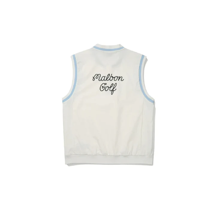 Malbon Men's Golf Vest - Casual Sport Sleeveless Outerwear White back view