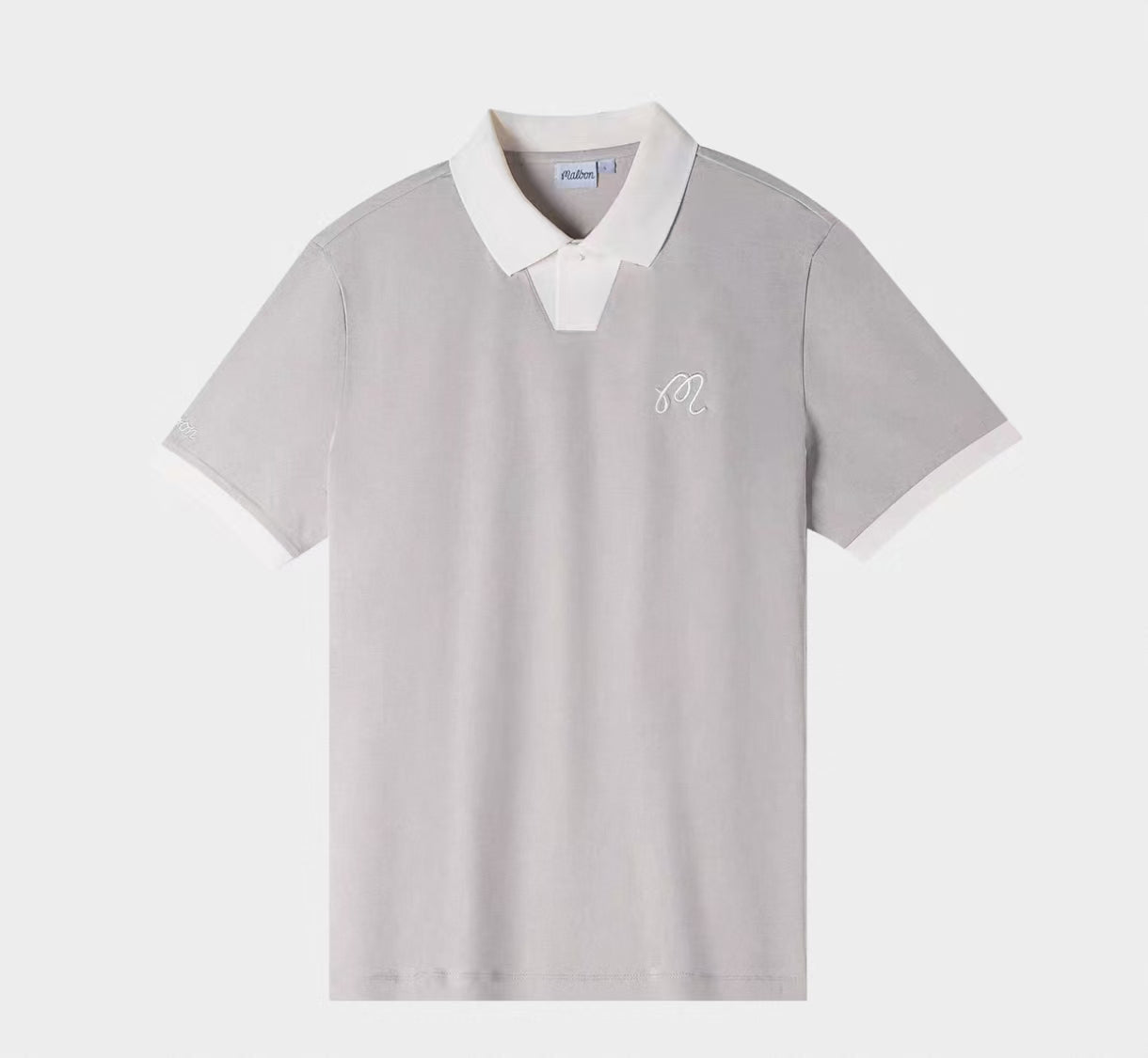 Malbon men's breathable pique casual golf polo shirt in Grey, front view
