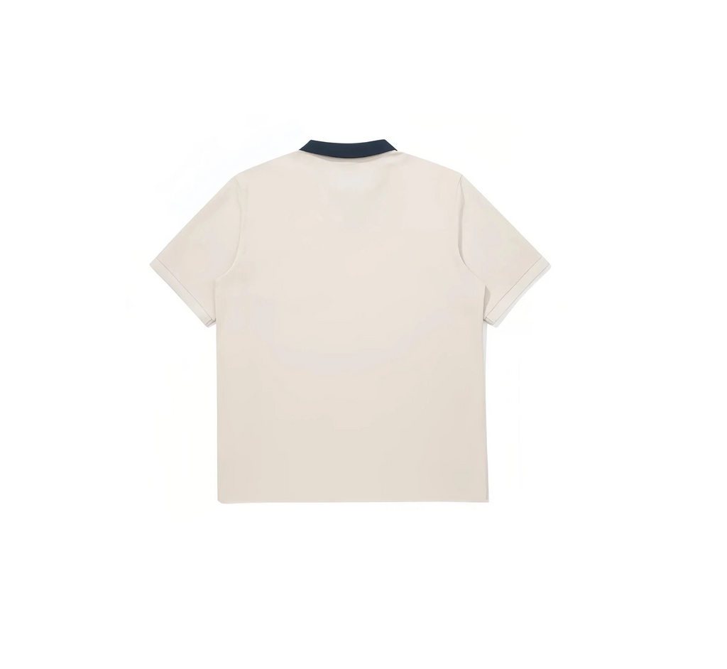 Malbon Men's Colorblock Golf Polo Shirt - Slim Fit Summer Tee Beige back view