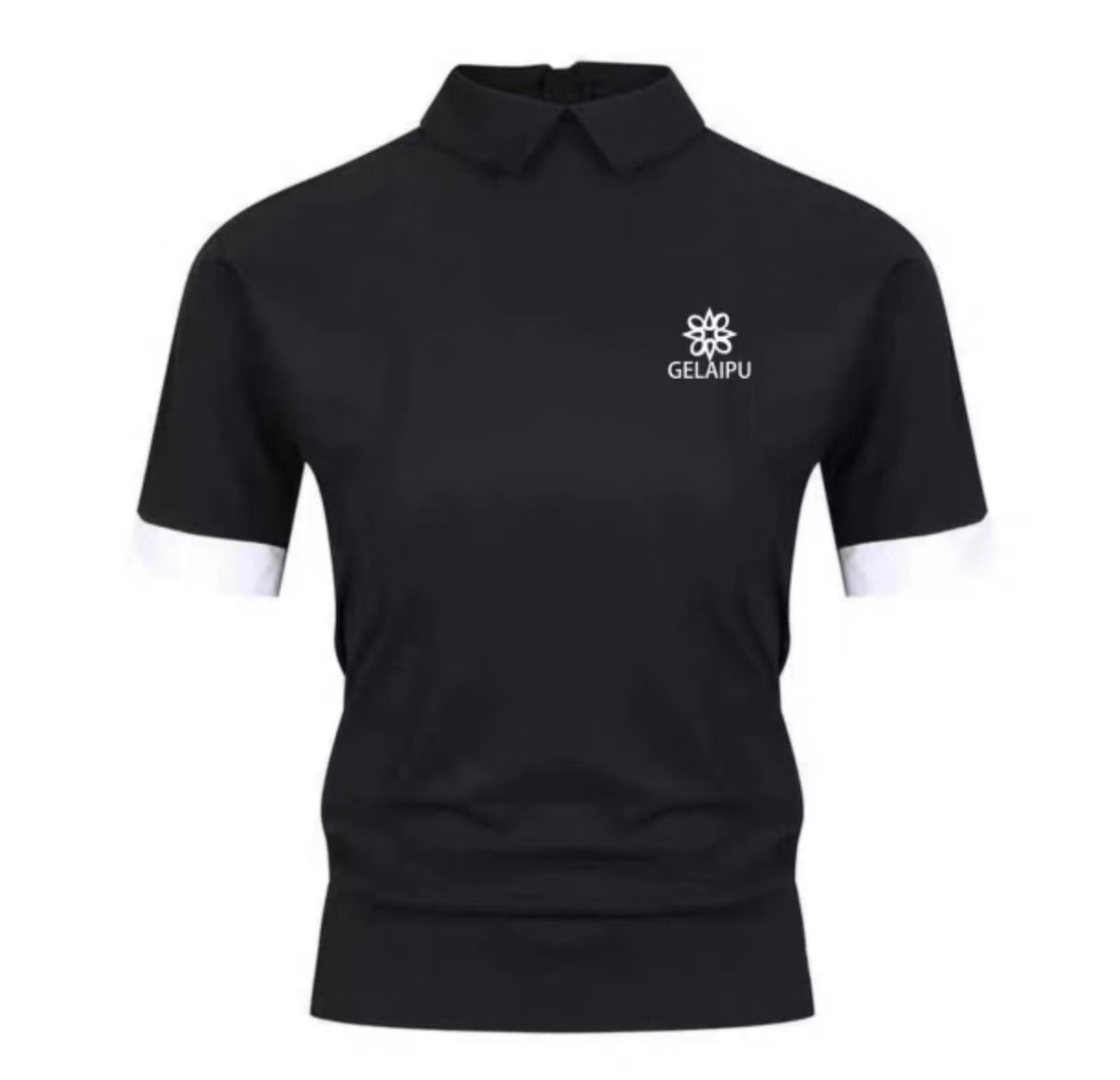 Golep Women’s Summer Quick-Dry Sun Protection Zip Slim Golf Shirt in Black - product view