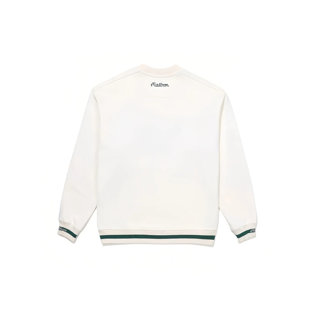 Malbon men's crew-neck logo embroidered golf sweatshirt — styled lifestyle view 8