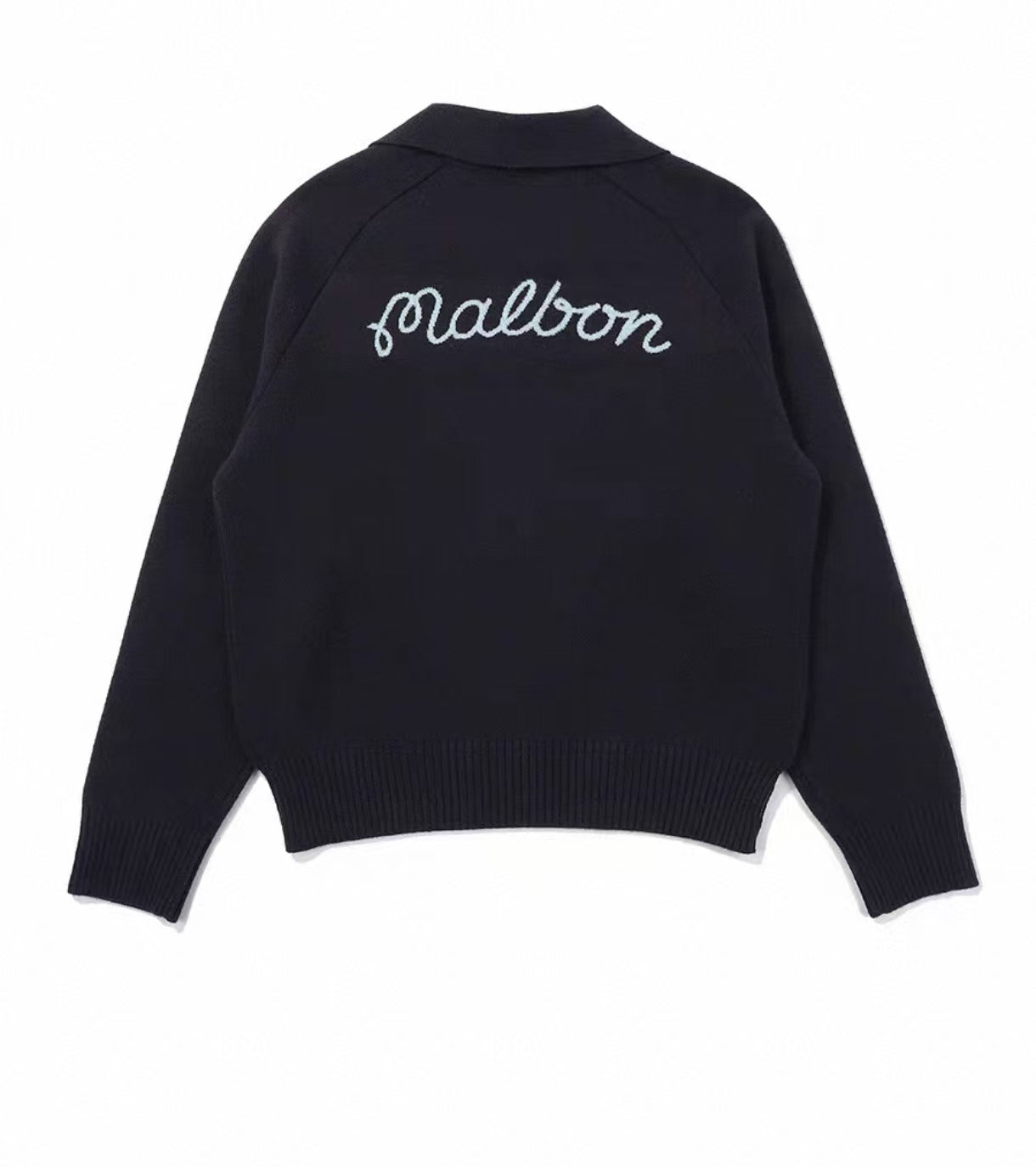 Malbon Women's Slim Fit Knit Long Sleeve Top Black knit golf long sleeve front view