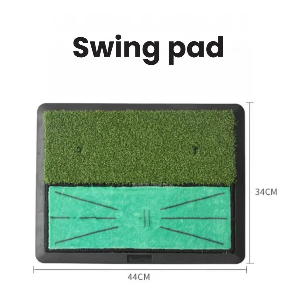 2-in-1 golf mat side profile showing heavy shock-absorbing rubber base
