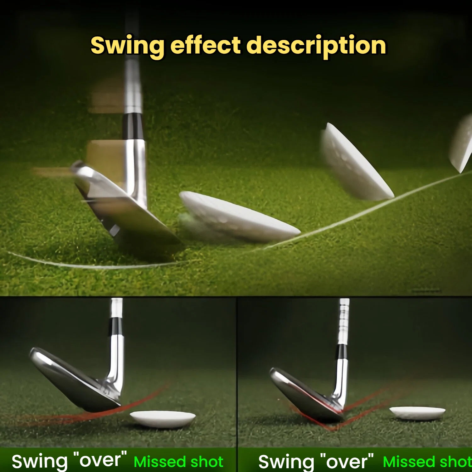 Silent practice ball next to real golf ball comparison showing matched weight and size