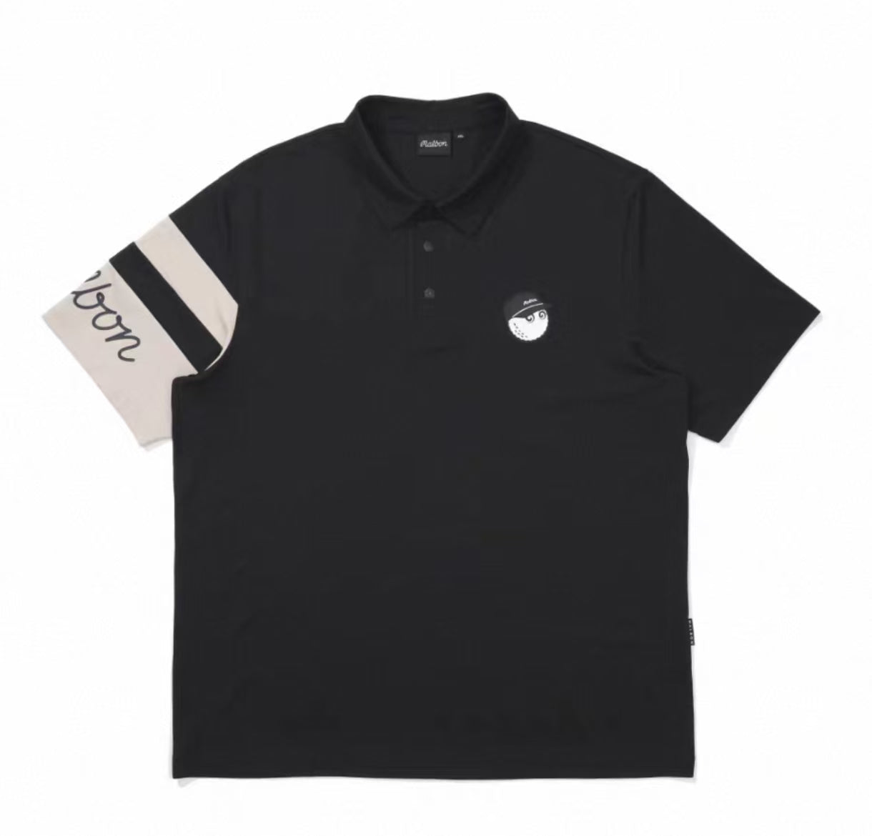Malbon men's lightweight cooling quick-dry golf polo shirt in Black, front view