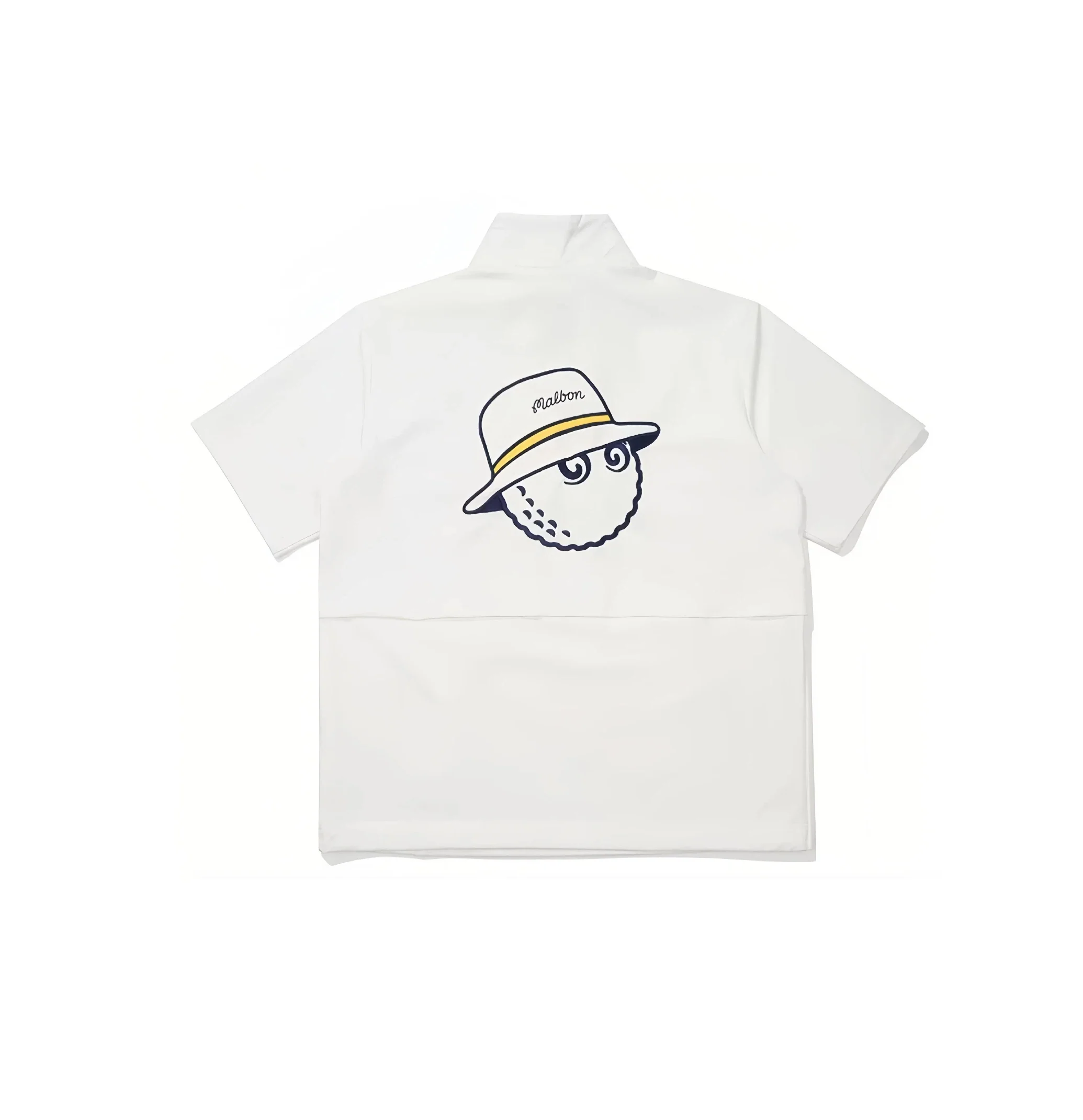 Malbon Men Golf Half Zip Stand Collar Shirt Summer Sport Tee White back view