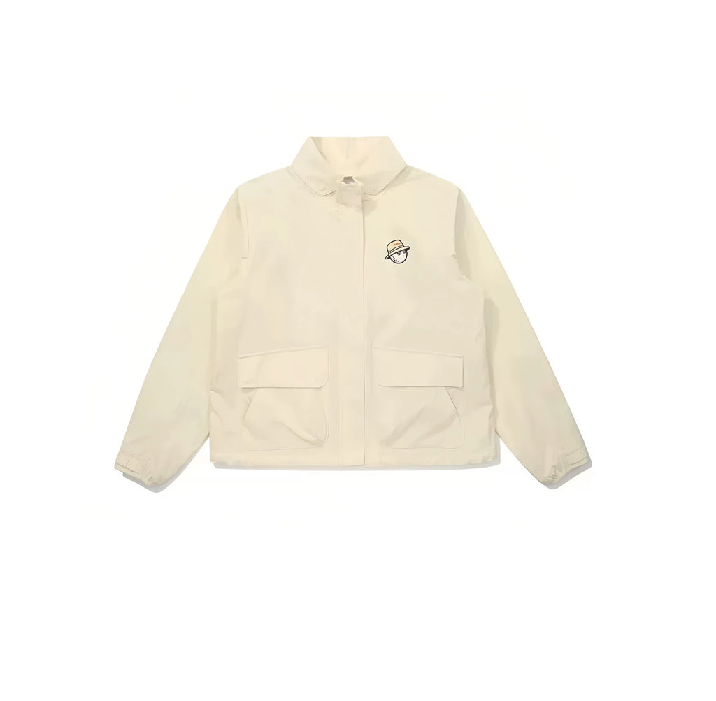 Malbon women hooded golf windbreaker in white front view