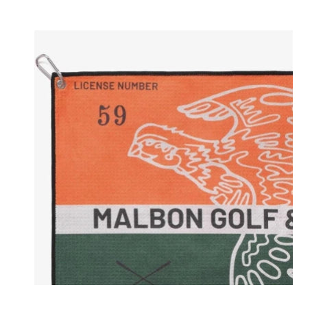 Malbon Quick-Dry Microfiber Golf Club Towel — cleaning a golf ball