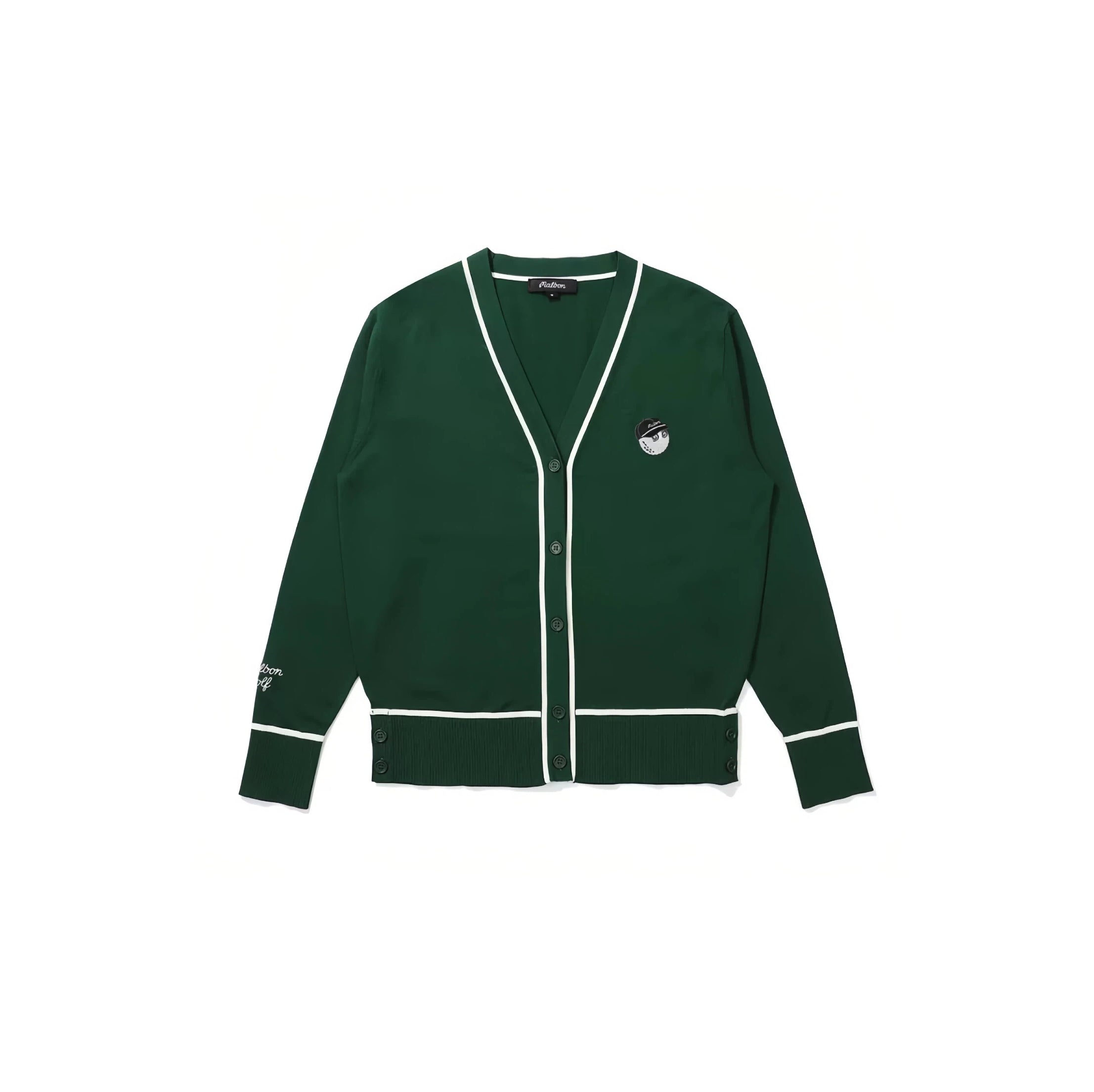 Malbon women knit sweater jacket in green front view