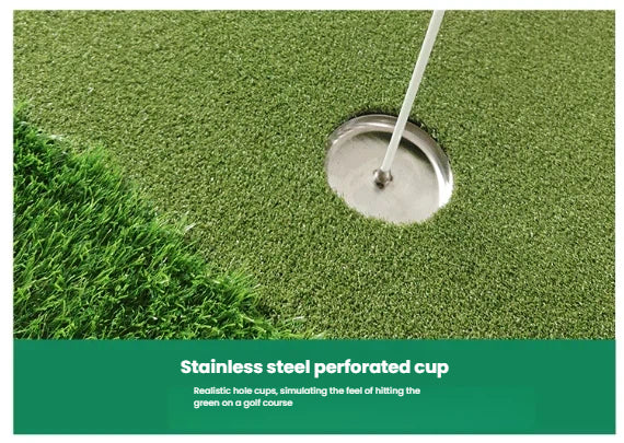 Indoor golf putting green mat anti-slip rubberised backing detail