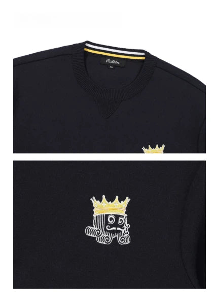 Malbon men knit sweater side profile and shoulder detail