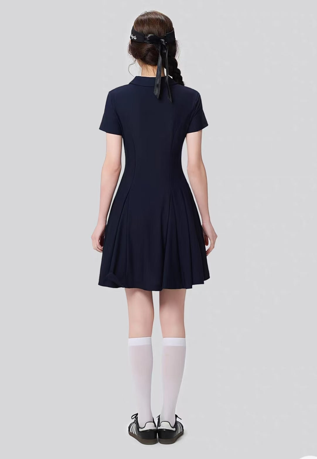 OZERO Navy golf dress full-length model view