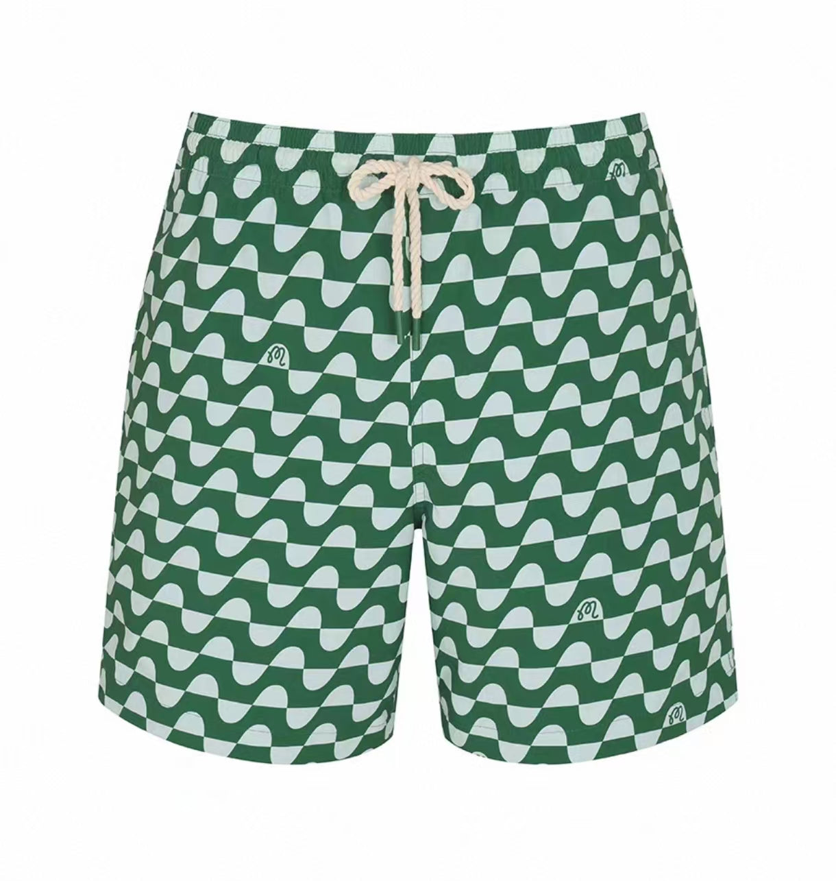 Malbon Studio Seoul Printed Trunks Green Print printed golf trunks front view