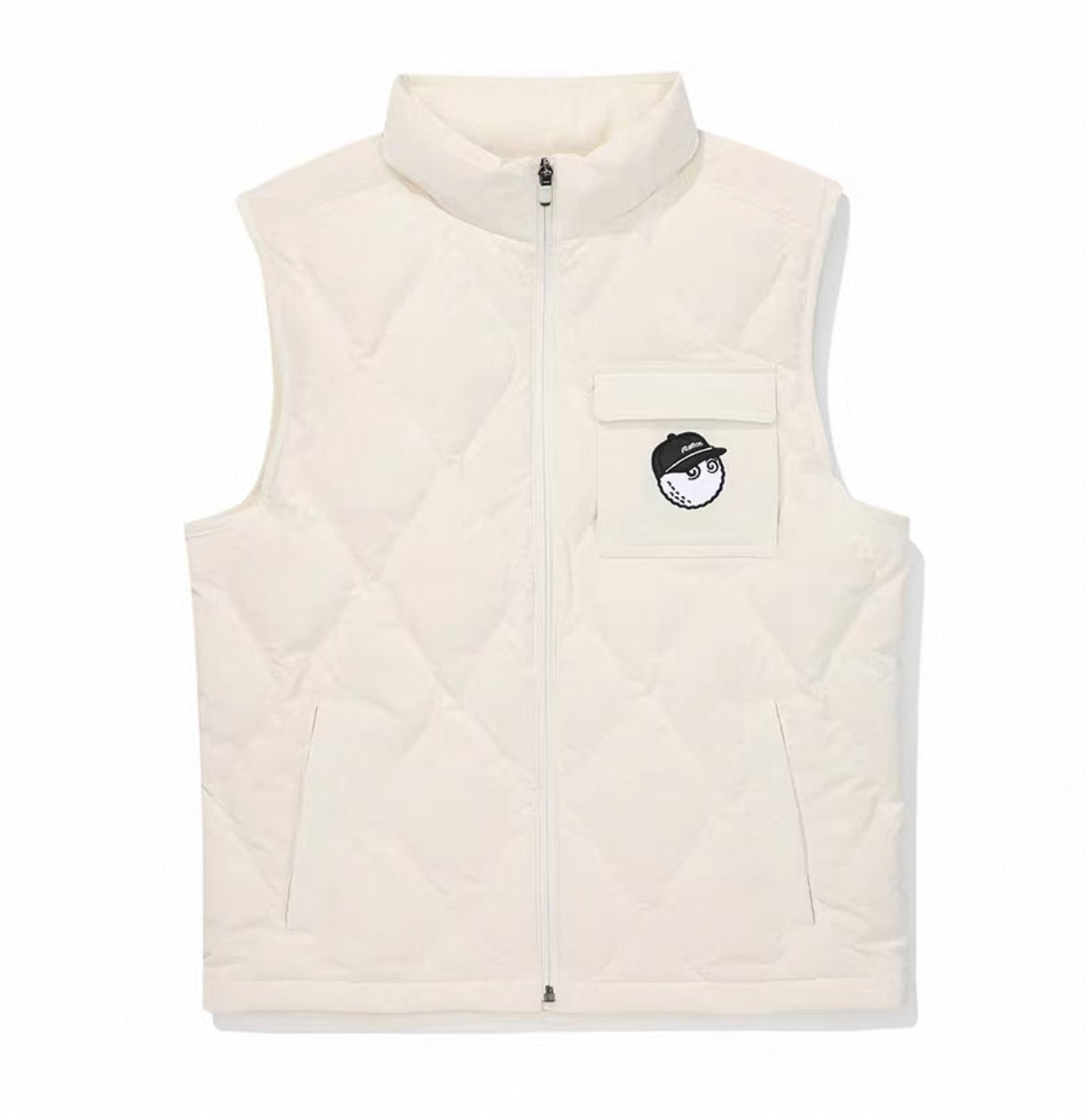 Malbon men's white insulated polo collar golf vest front view