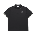Malbon men's black signature colour golf polo front view