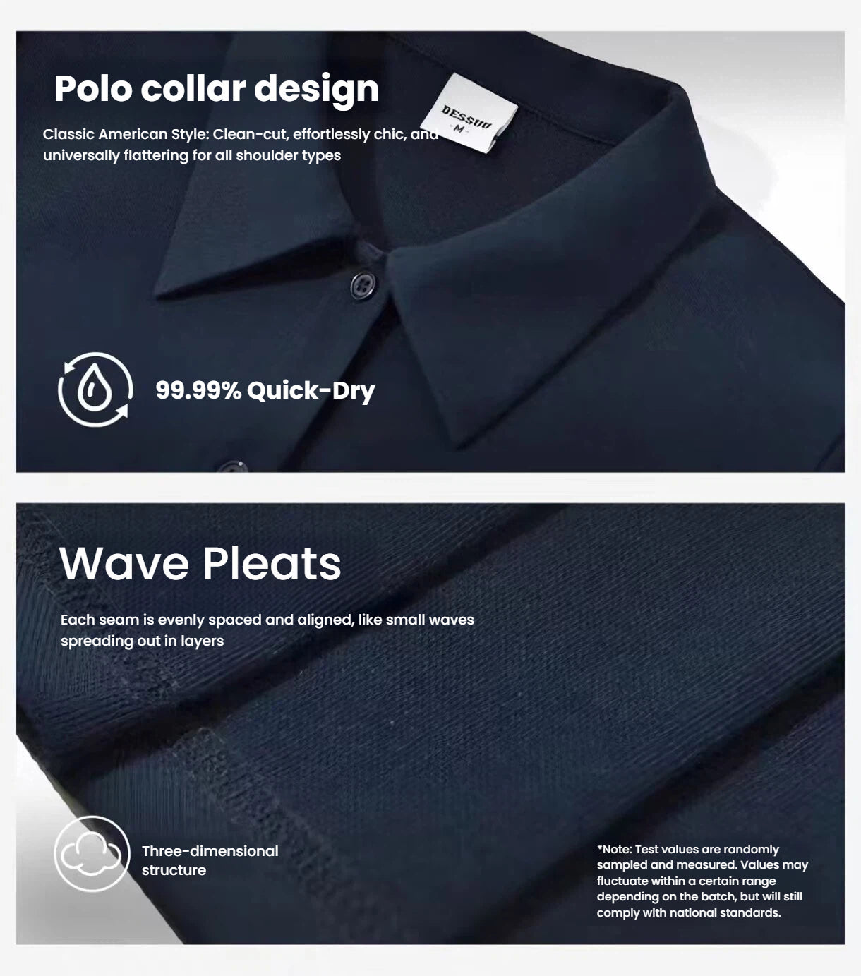 OZERO Navy quick-dry golf dress design details