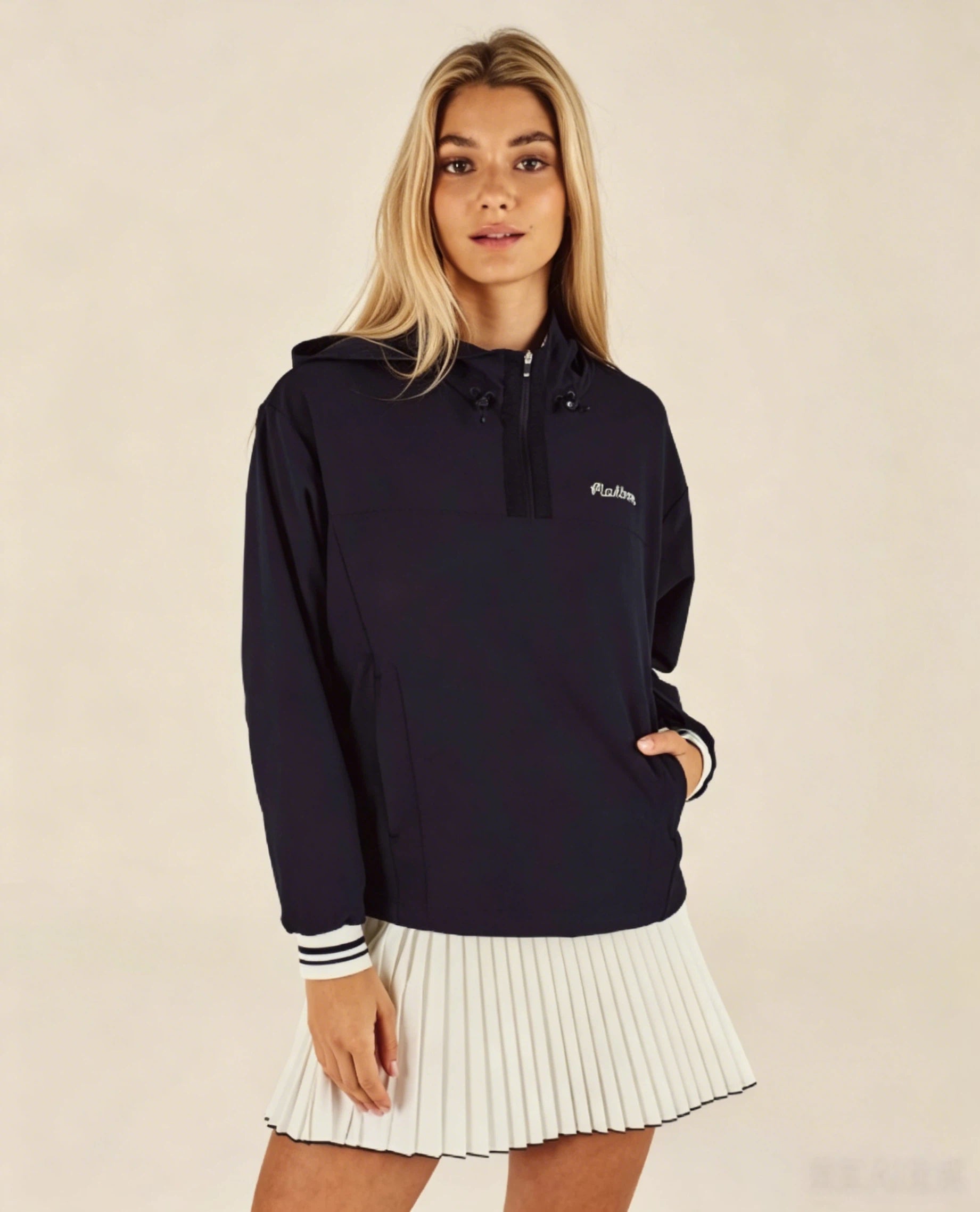 Malbon Studio Seoul Woven Anorak Navy Navy golf anorak front view