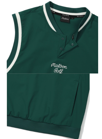 Malbon men golf vest embroidered bunny logo close-up