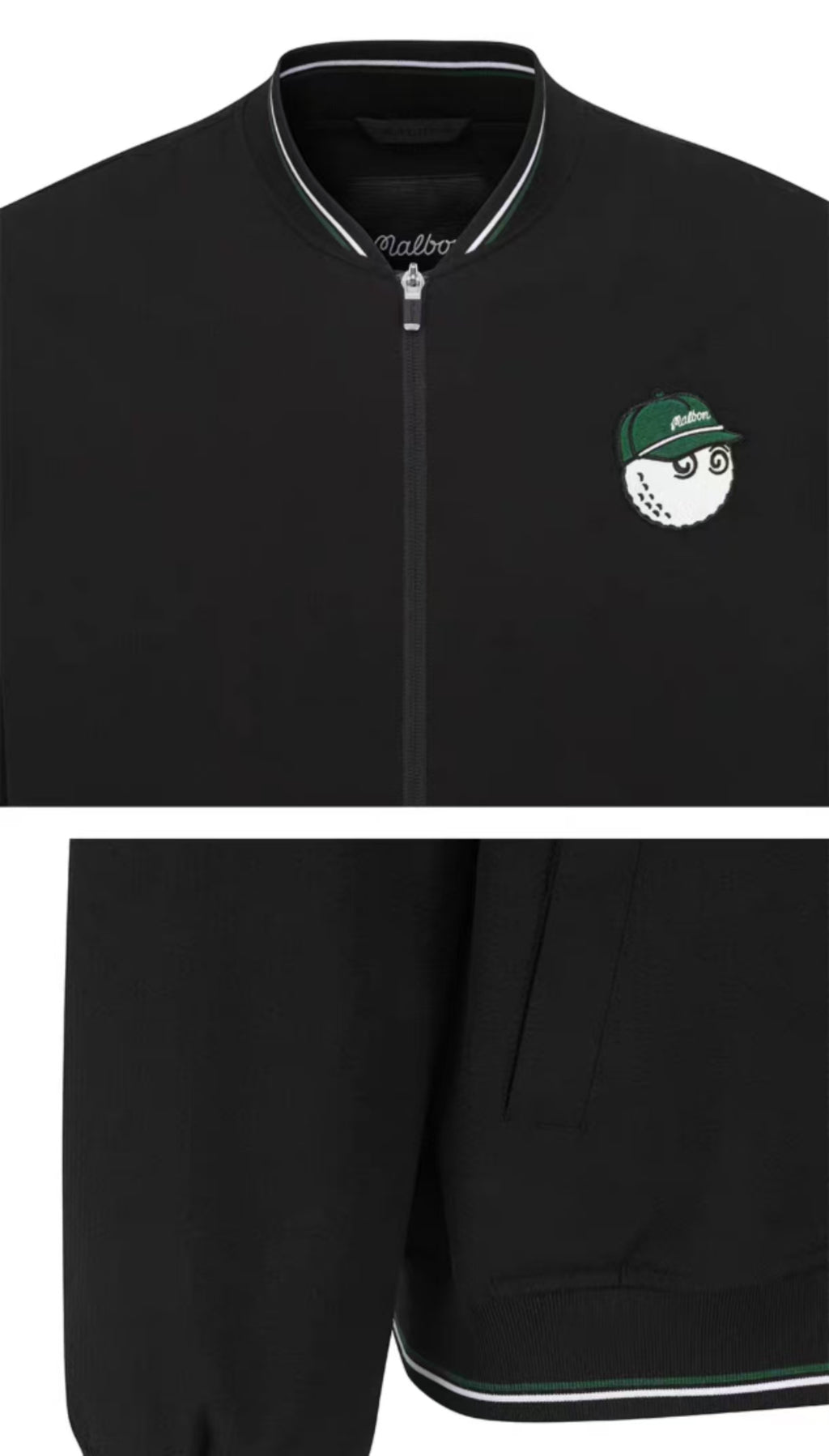 Malbon men Black colour-block golf jacket upper detail