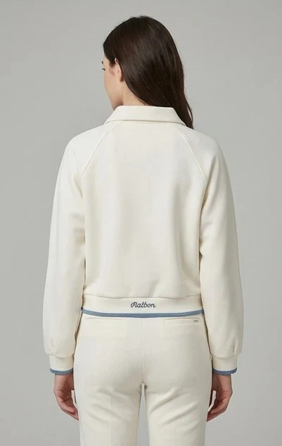 Malbon Women Golf Half Zip Sweatshirt Stand Collar Jacket 2025 women's half zip golf sweatshirt model-worn view