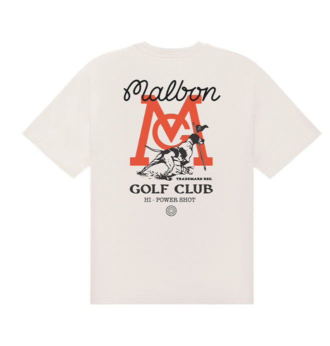 Malbon Bermuda Graphic Performance Golf T-Shirt Light Grey back view