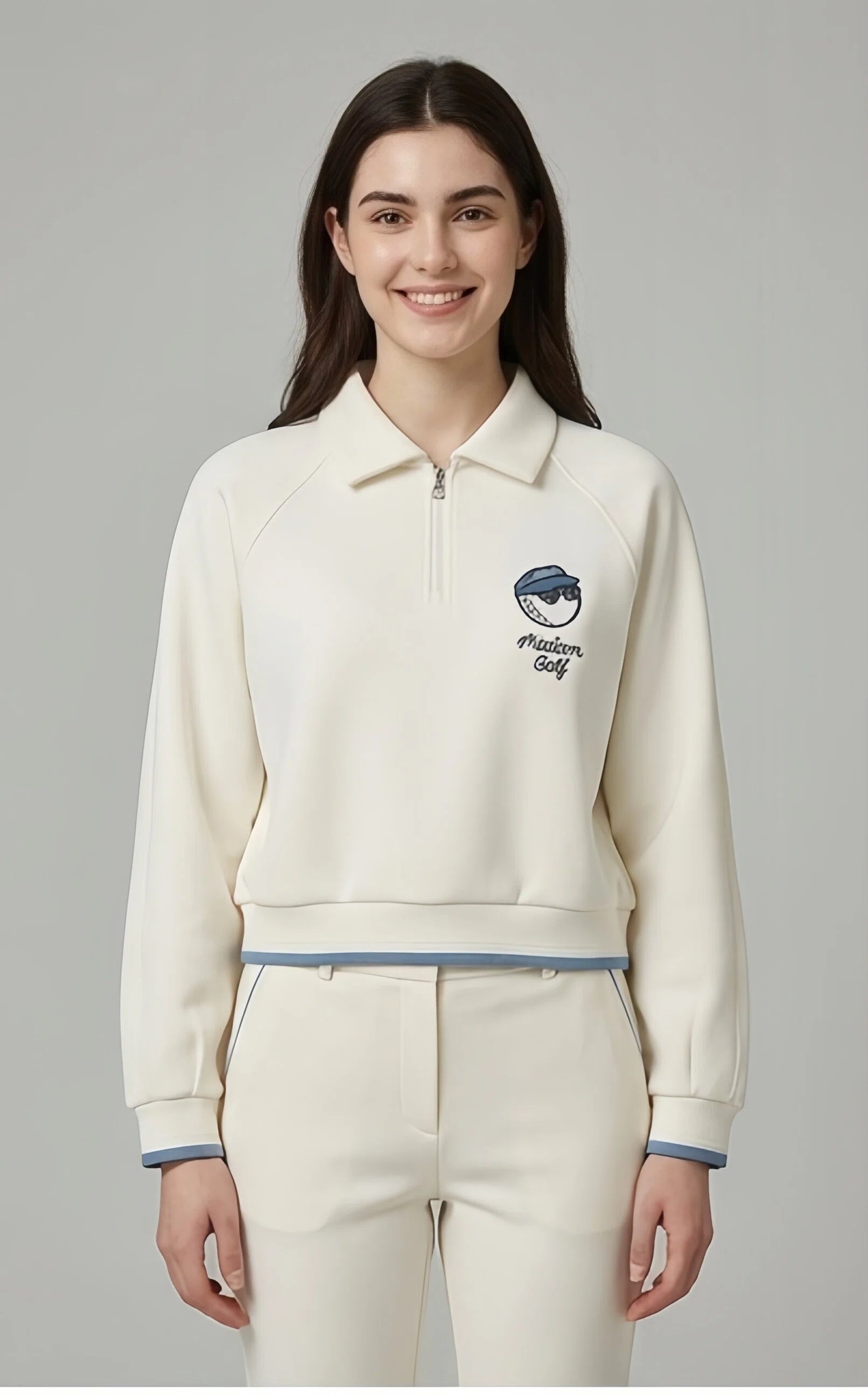 Malbon women's half-zip stand-collar golf sweatshirt — styled lifestyle view 6