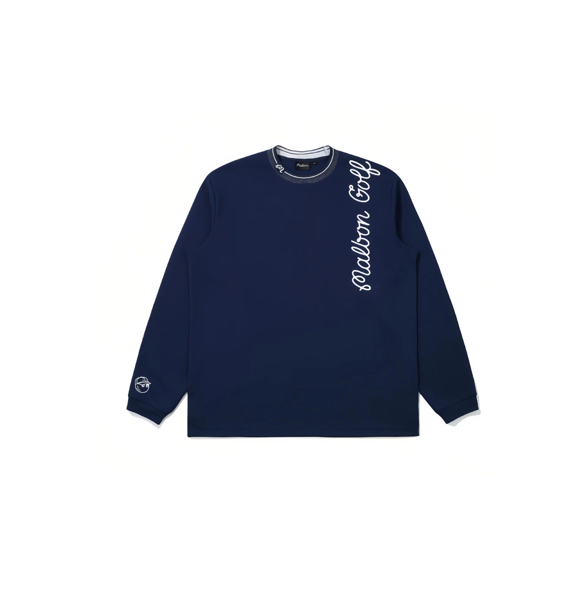 Malbon men long sleeve polo navy blue colour styled view