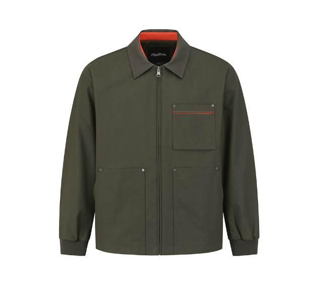 Malbon men Army green full-zip polo golf jacket front view