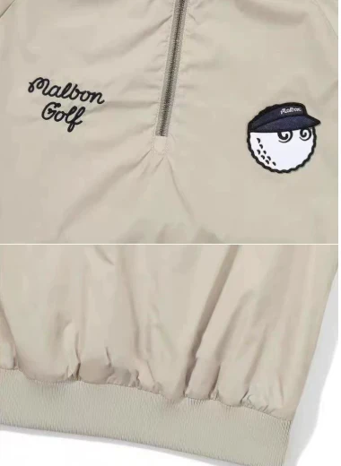 Malbon unisex half-zip golf windbreaker jacket in Khaki - image 6