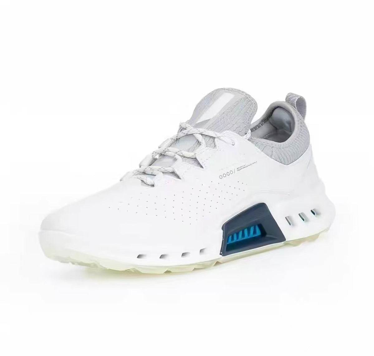 men’s leather anti-slip golf shoes in White, side profile
