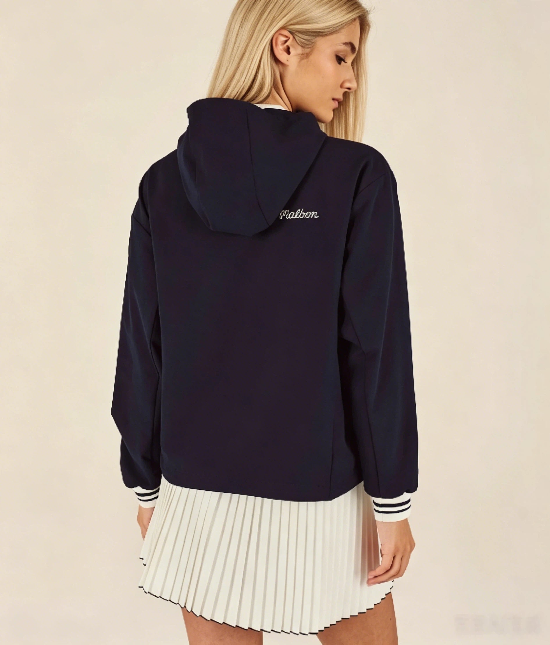 Malbon Studio Seoul Woven Anorak Navy Navy golf anorak front view