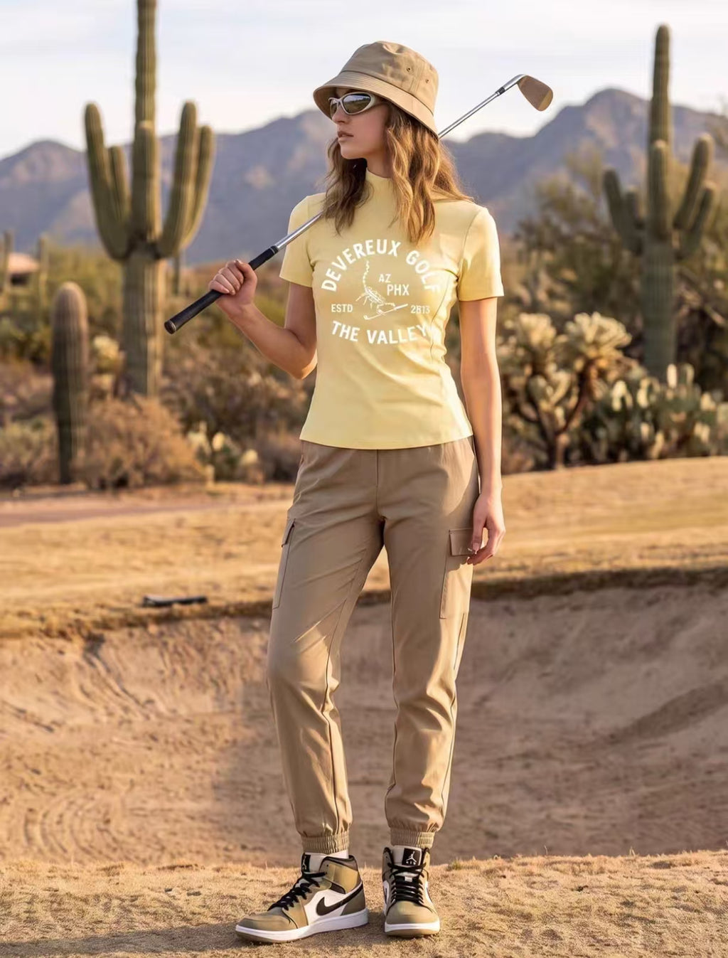 Devereux Golf Women’s Lightweight Quick-Dry Mock Neck Golf Shirt in Yellow - product view