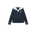 Malbon Women Golf Ice Silk Polo Shirt Knit Collar Top 2026 Navy Blue front view