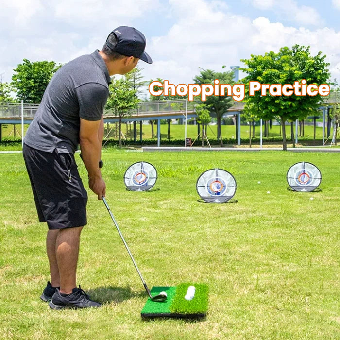 Portable golf swing mat rolled up compact storage for travel and small spaces