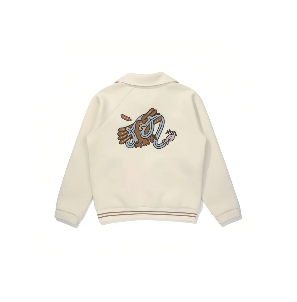 Malbon Women Golf Polo Sweatshirt Stand Collar Casual Jacket 2025 Autumn Winter Beige back view