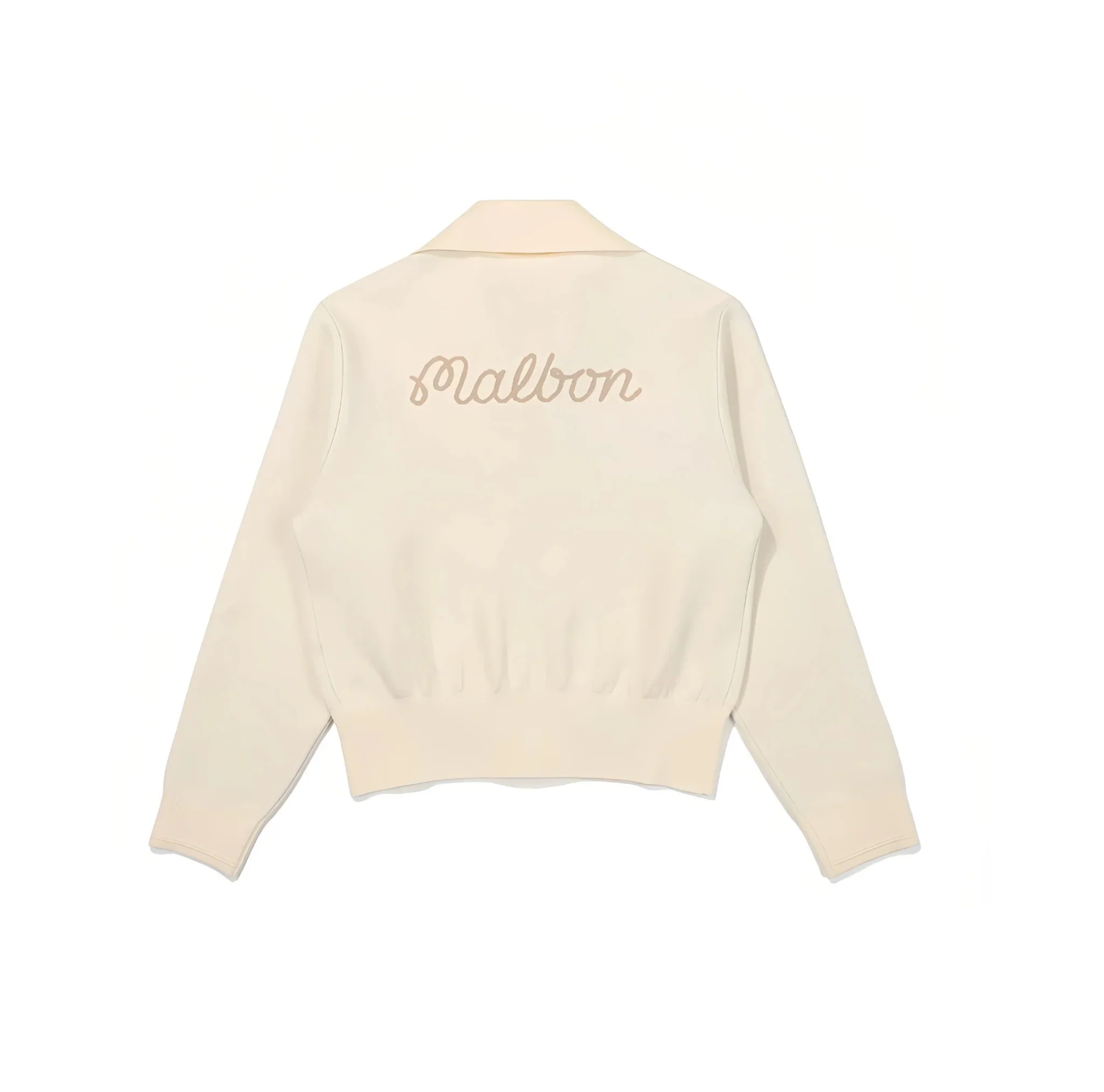Malbon Women Golf Zip Jacket Casual Outerwear Beige women's golf zip jacket back view