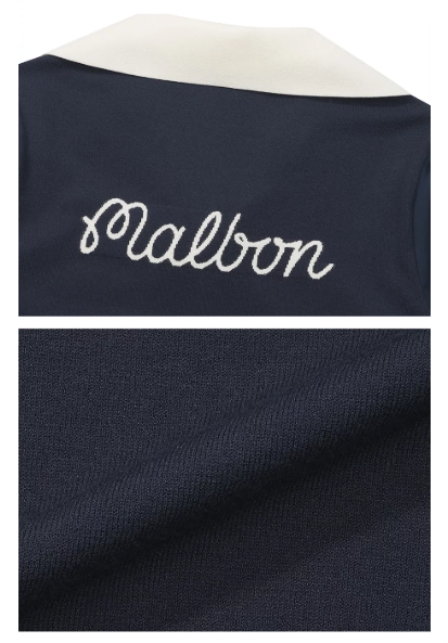 Malbon women ice silk golf polo fabric texture and stitching detail