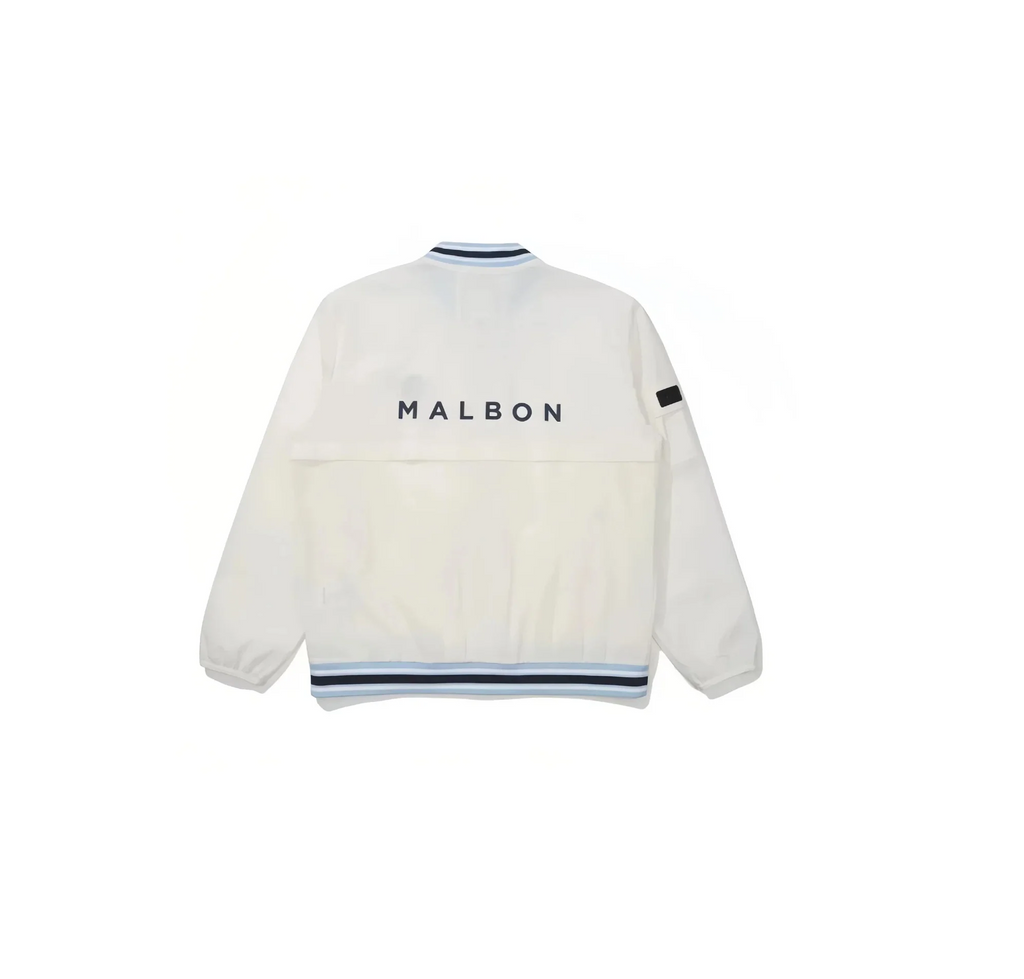 Malbon Men's Golf Zip Jacket - Breathable Sport Outerwear White back view