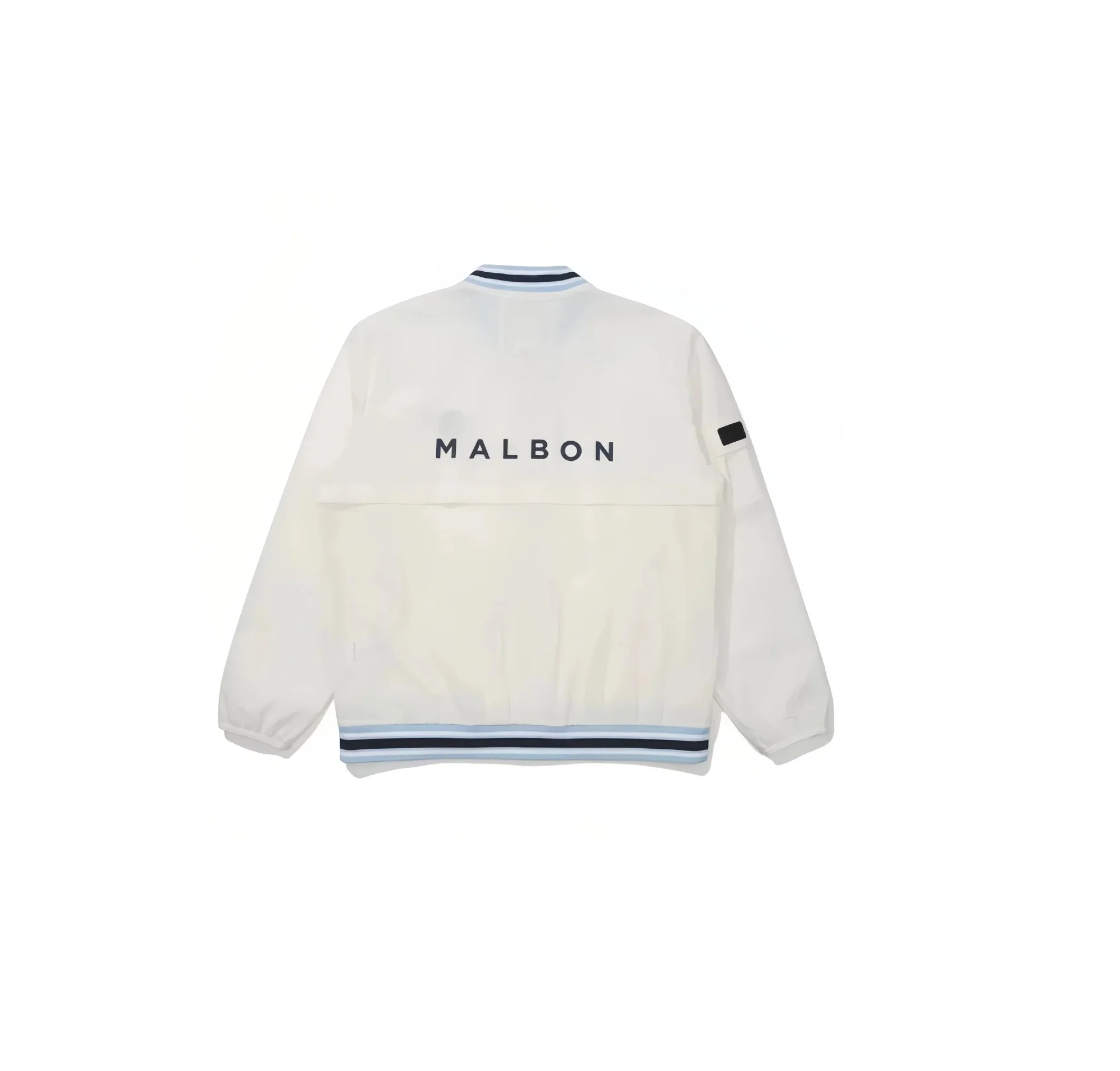Malbon Men's Golf Zip Jacket - Breathable Sport Outerwear White back view