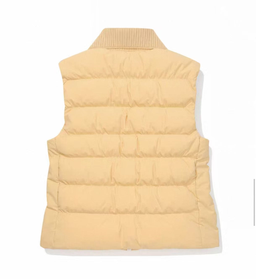 Malbon Golf Women’s Knit Collar Insulated Down Vest yellow back view