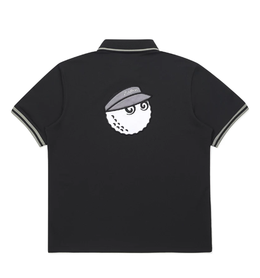 Malbon men's signature colour golf polo in Black - back view